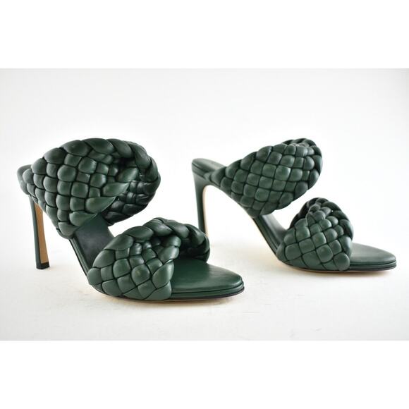 Bottega Veneta Curve Padded Green Vert Foncee Leather Sandal Mule Heel Pump 36 - Picture 2 of 12